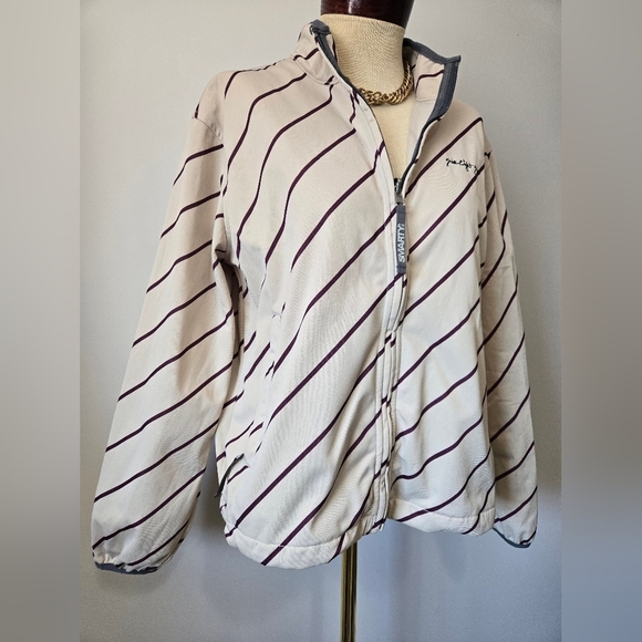 686 Smarty Cream and Maroon Striped Jacket. Size Large - Picture 2 of 14